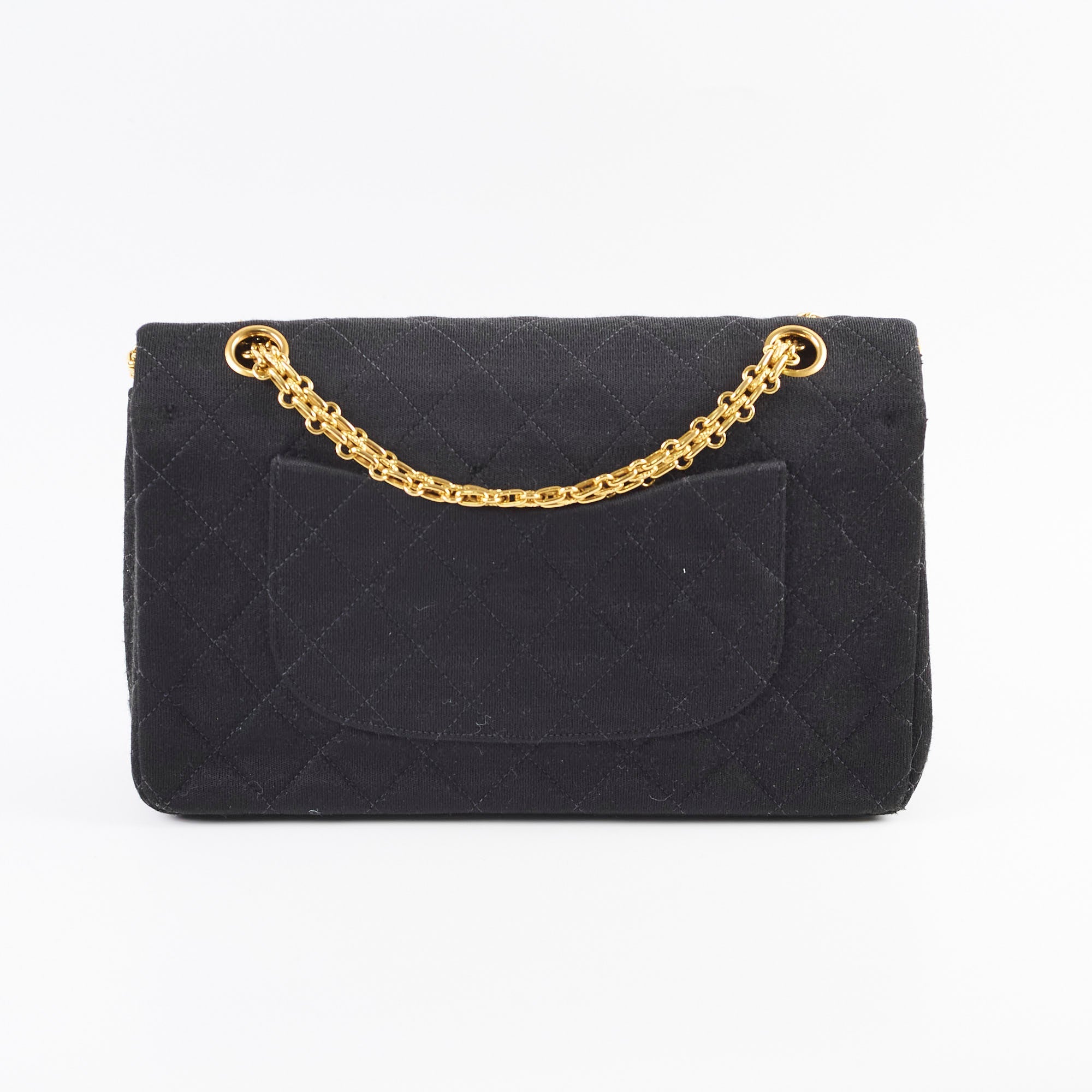 Chanel 24K M/L Classic Flap Vintage Jersey Black