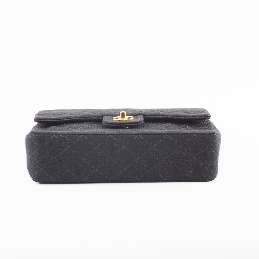 Chanel 24K M/L Classic Flap Vintage Jersey Black