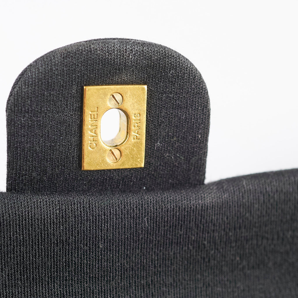 Chanel 24K M/L Classic Flap Vintage Jersey Black