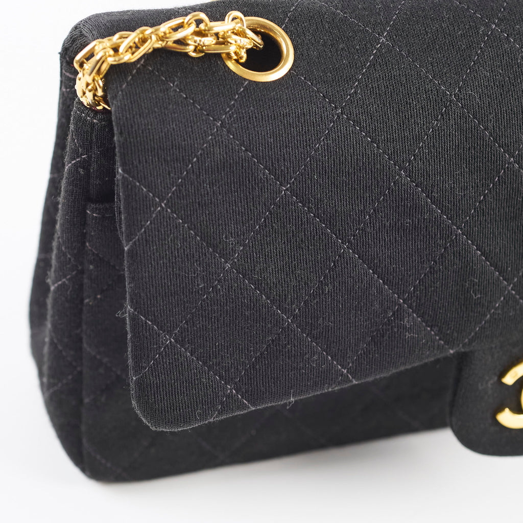 Chanel 24K M/L Classic Flap Vintage Jersey Black