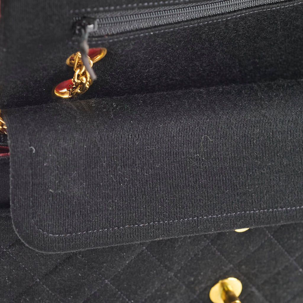 Chanel 24K M/L Classic Flap Vintage Jersey Black
