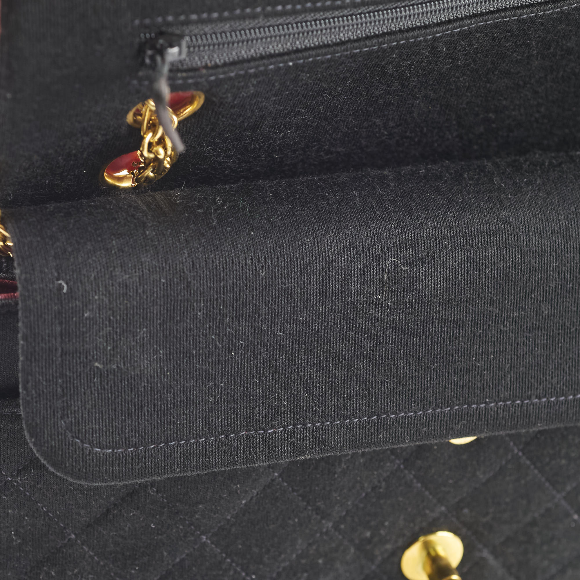 Chanel 24K M/L Classic Flap Vintage Jersey Black