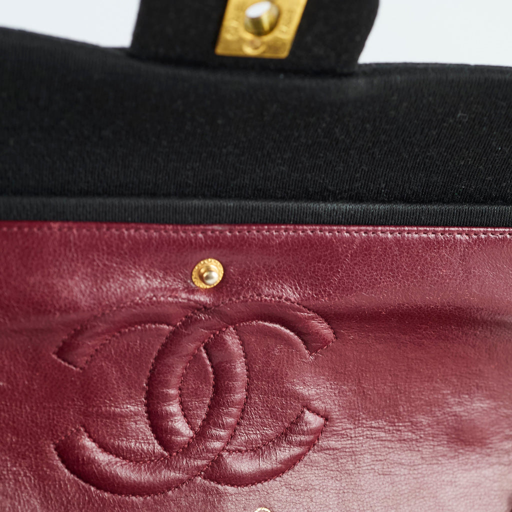 Chanel 24K M/L Classic Flap Vintage Jersey Black