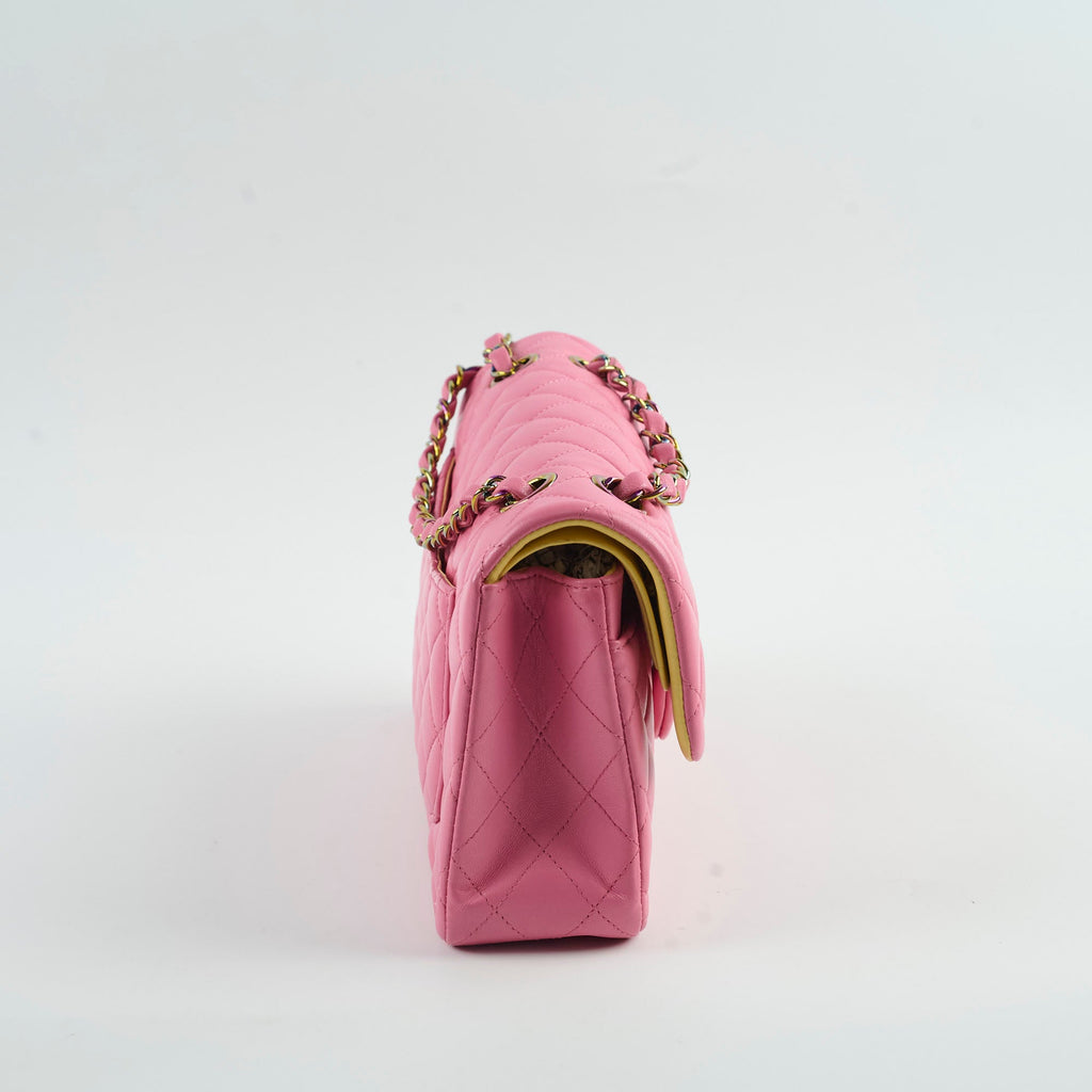 Chanel Small Double Classic Flap Pink/Yellow