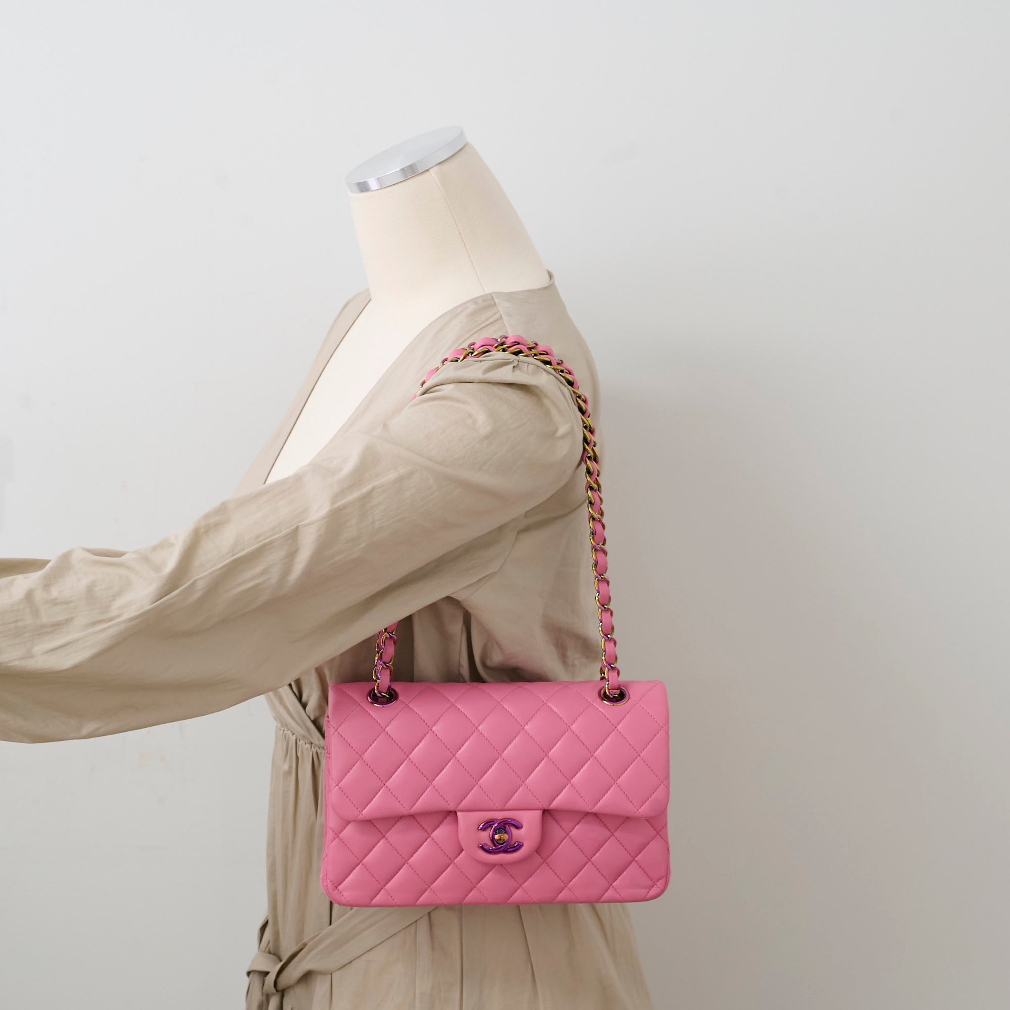 Chanel Small Double Classic Flap Pink/Yellow