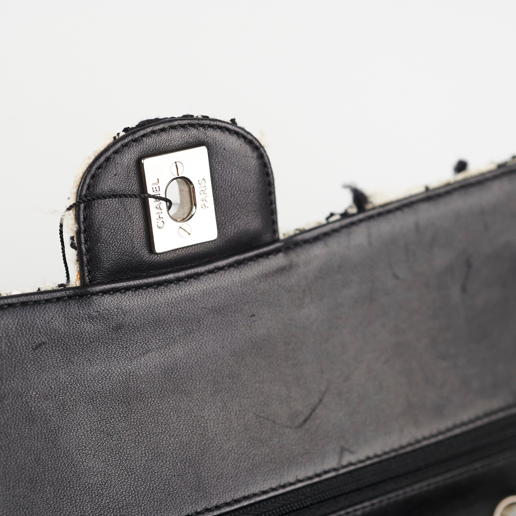 Chanel Classic Flap M/L Tweed Sequin Black