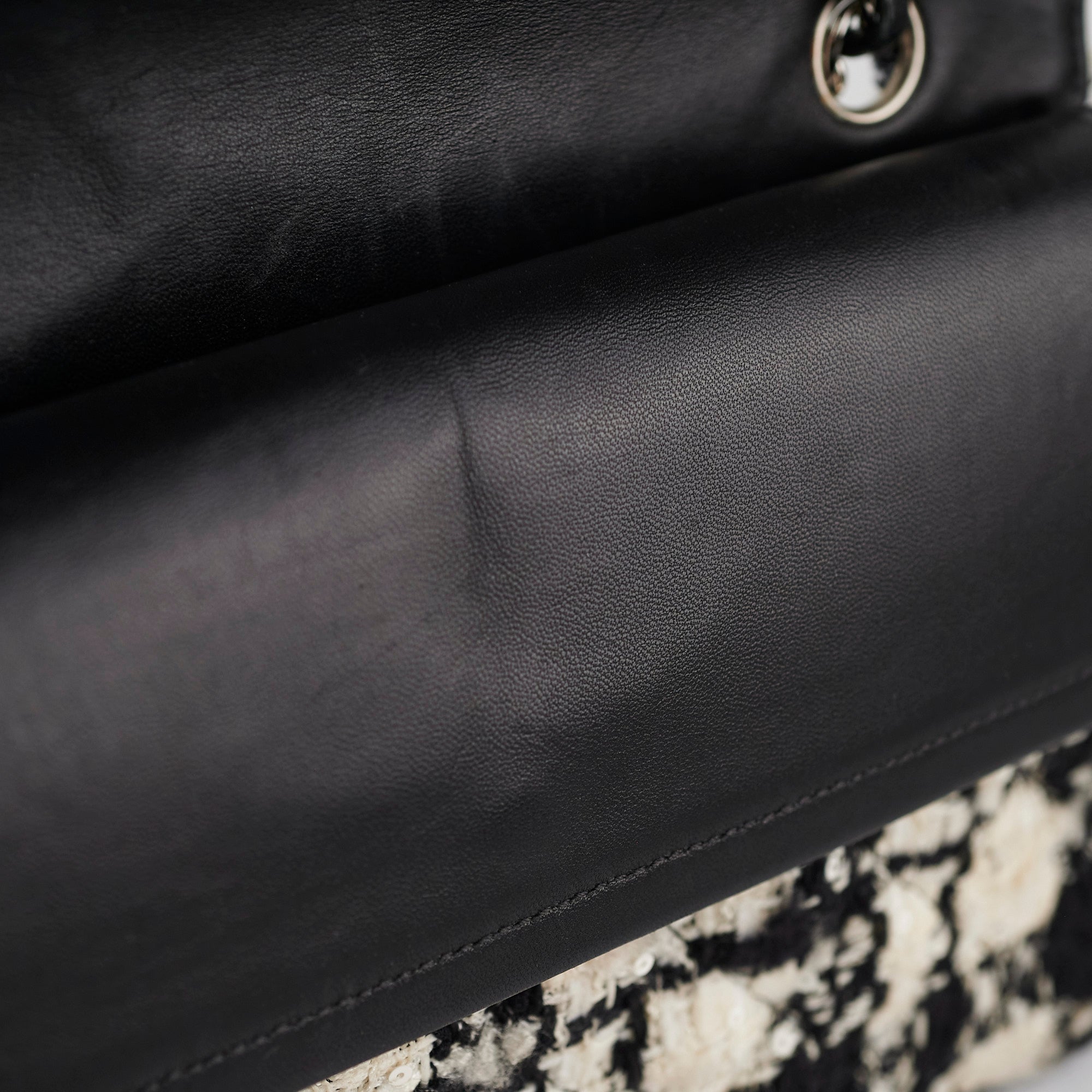 Chanel Classic Flap M/L Tweed Sequin Black