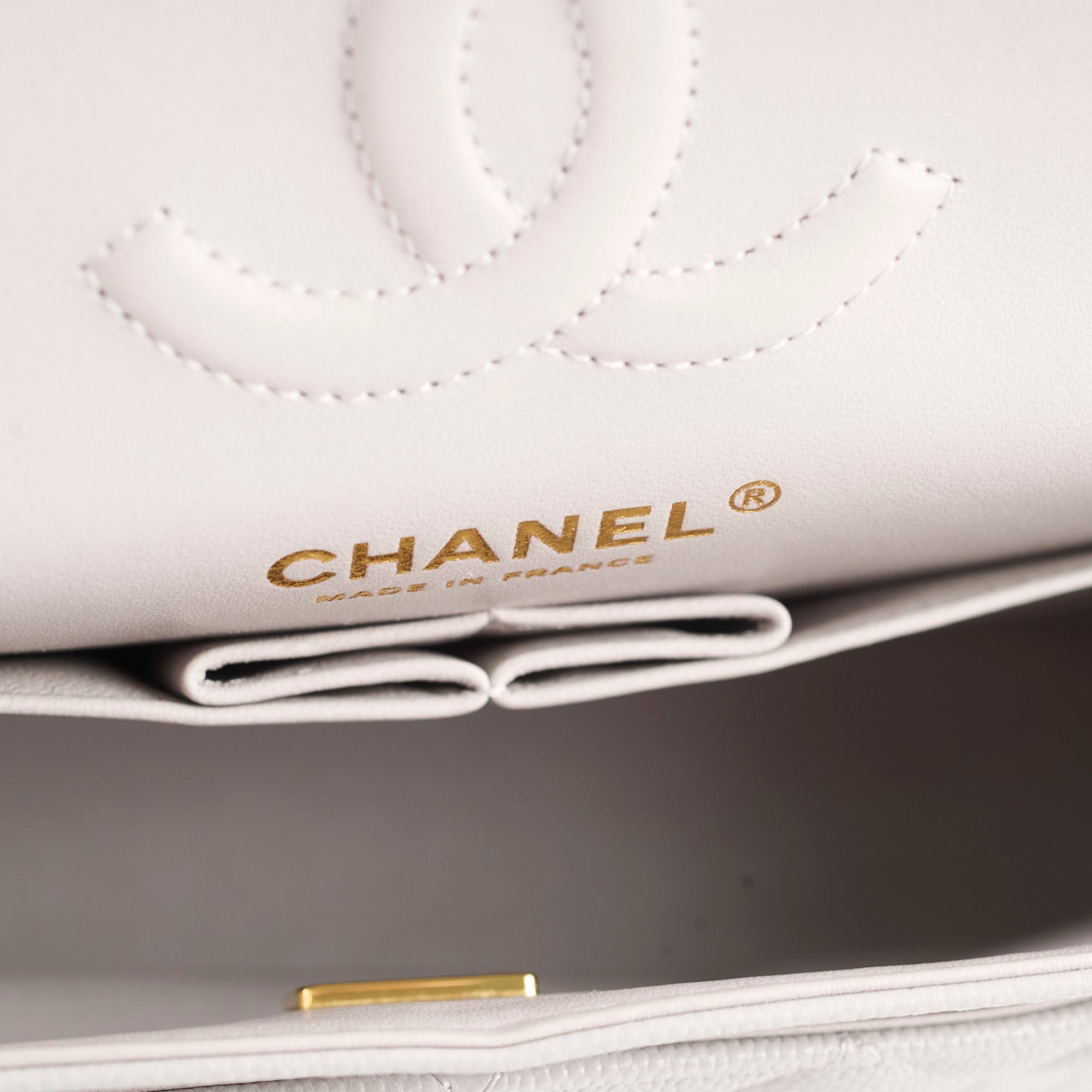 Chanel Small Caviar Double Classic Flap Dove Grey Microchipped