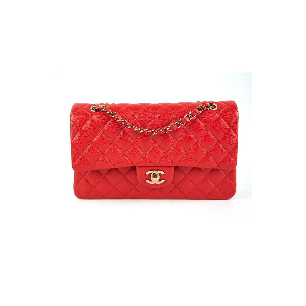 Chanel Caviar Medium/Large Double Classic Flap Red Microchip