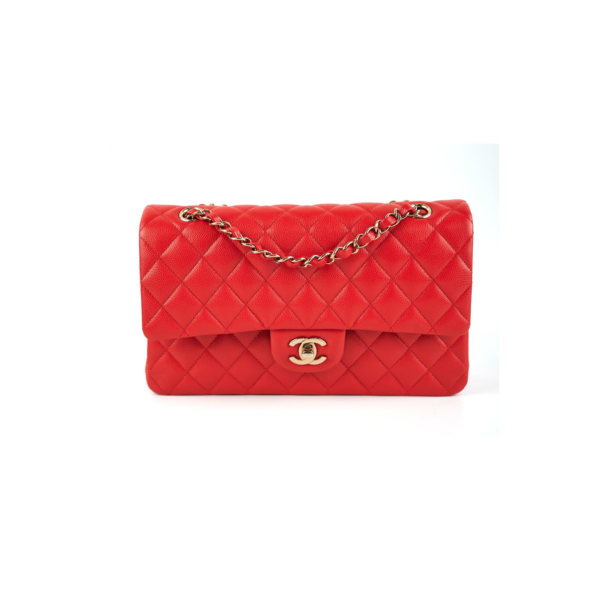 Chanel Caviar Medium/Large Double Classic Flap Red Microchip