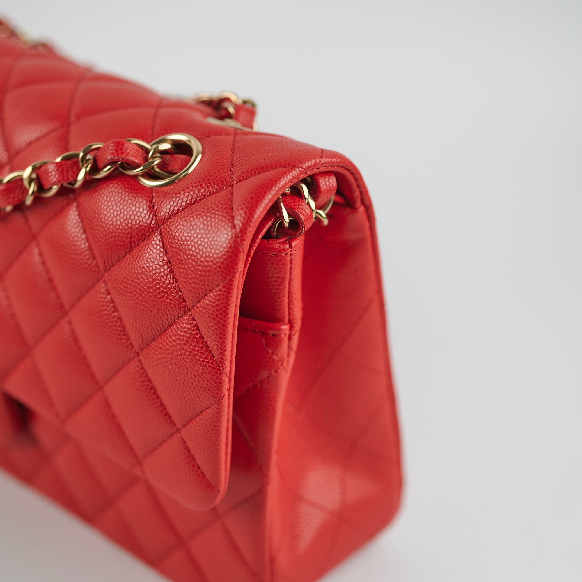Chanel Caviar Medium/Large Double Classic Flap Red Microchip