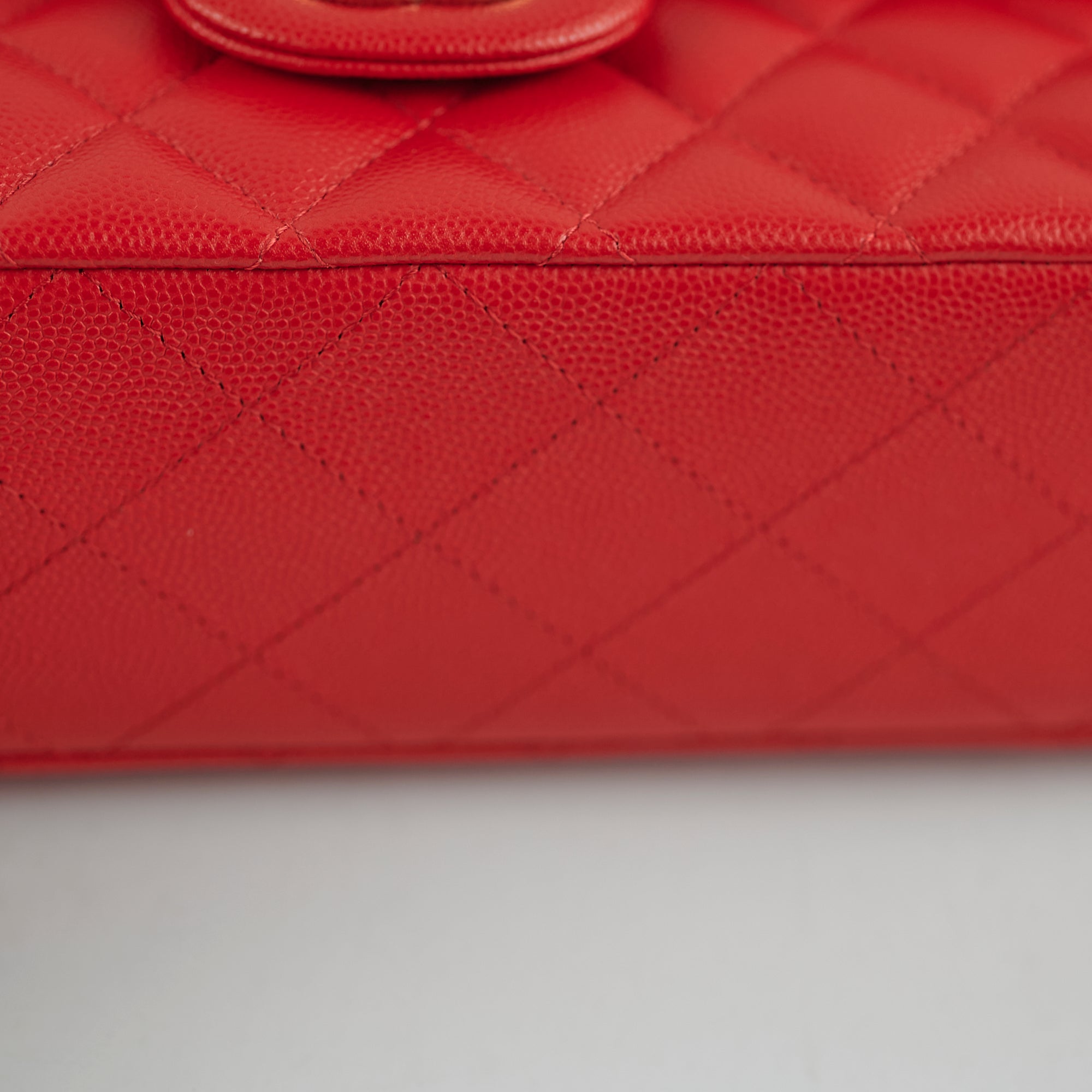 Chanel Caviar Medium/Large Double Classic Flap Red Microchip