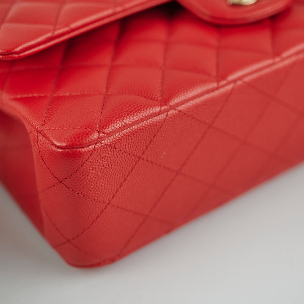 Chanel Caviar Medium/Large Double Classic Flap Red Microchip