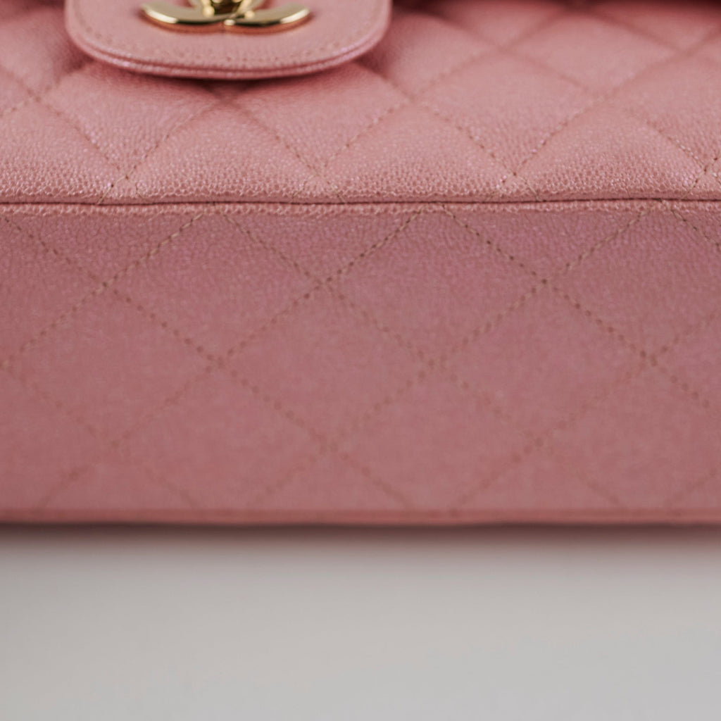 Chanel Medium/Large Caviar Double Classic Flap Iridescent Pink