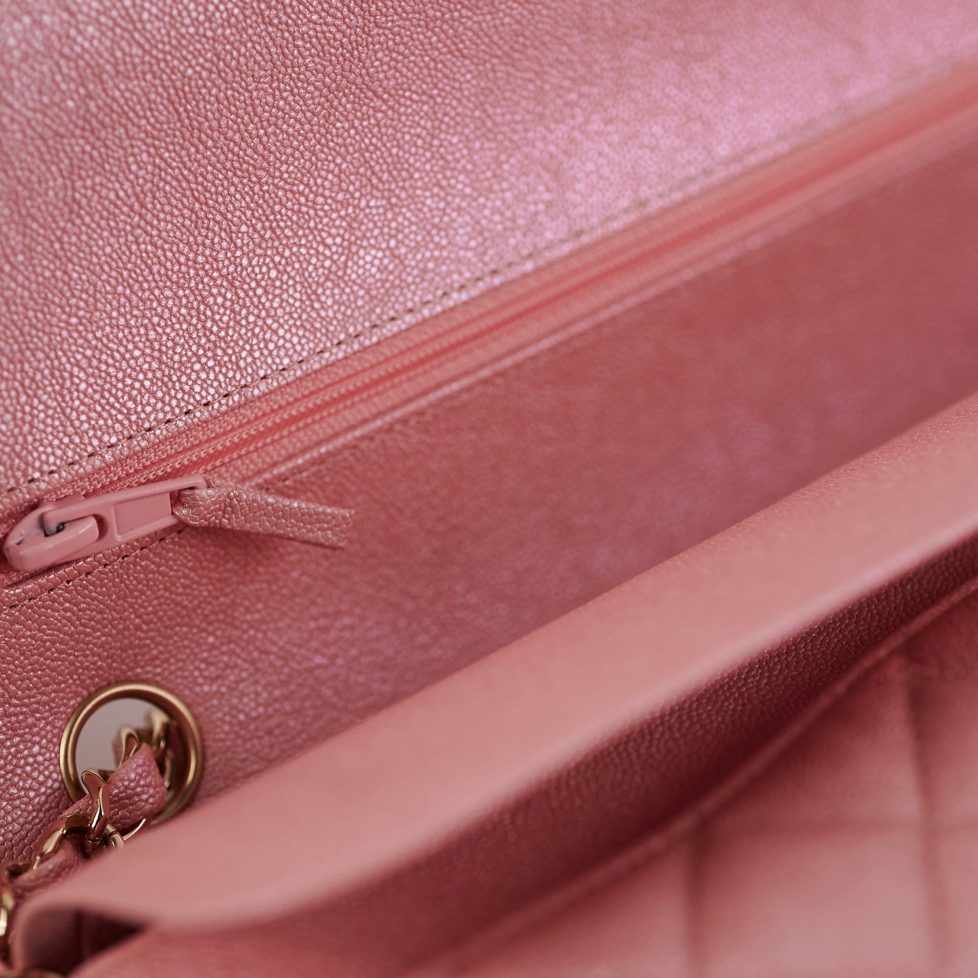 Chanel Medium/Large Caviar Double Classic Flap Iridescent Pink