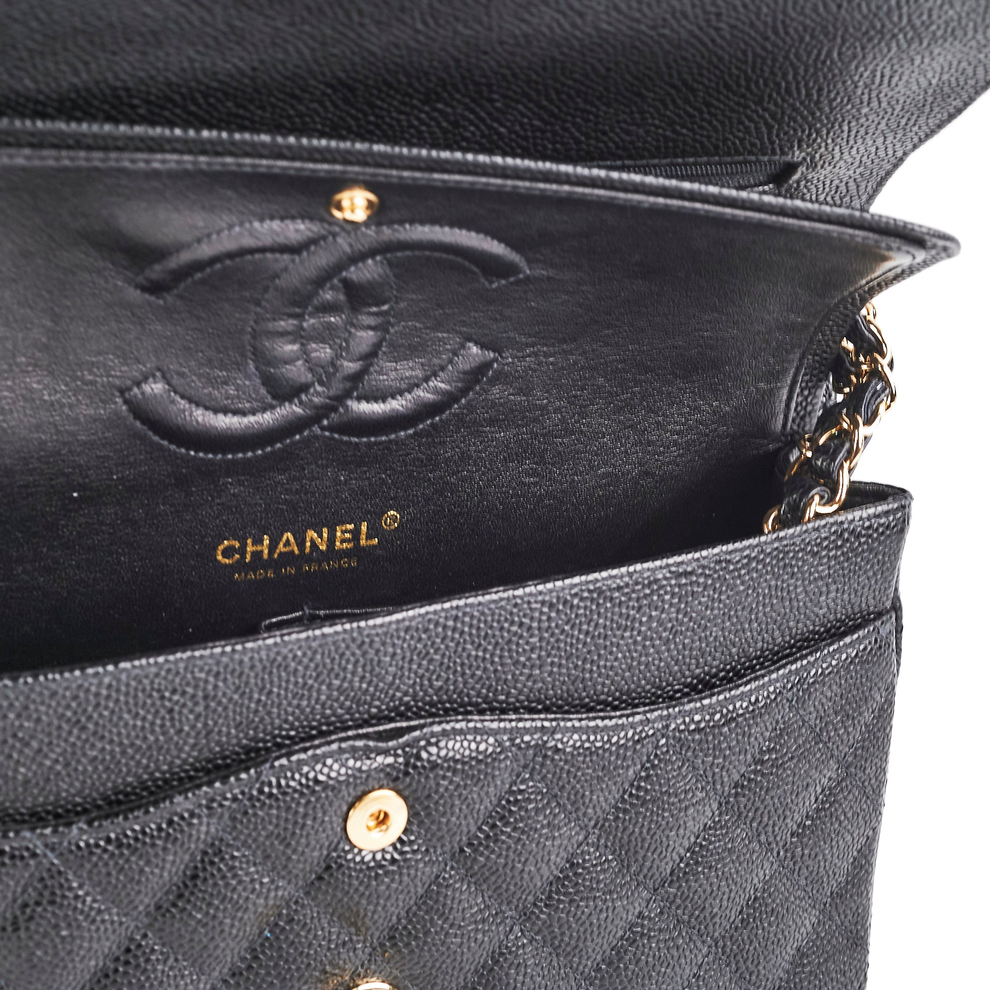 Chanel Medium/Large Classic Flap Caviar Black - Series 8