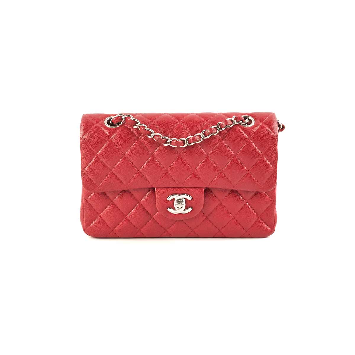 Chanel 18B Small Classic Flap Caviar Red