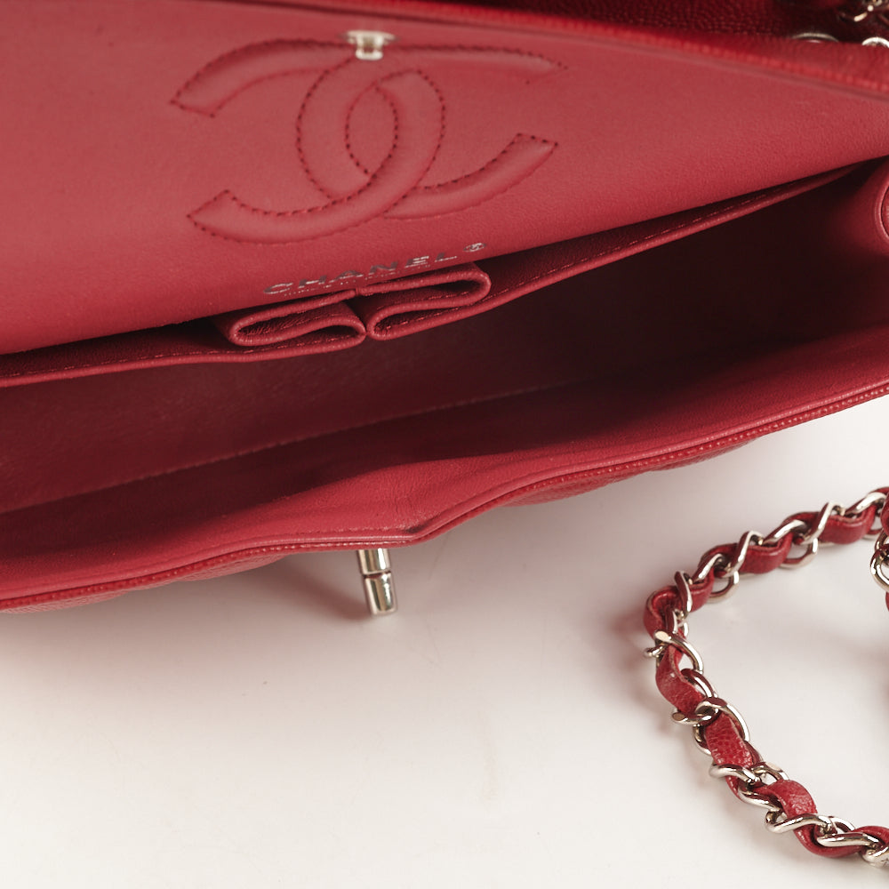 Chanel 18B Small Classic Flap Caviar Red