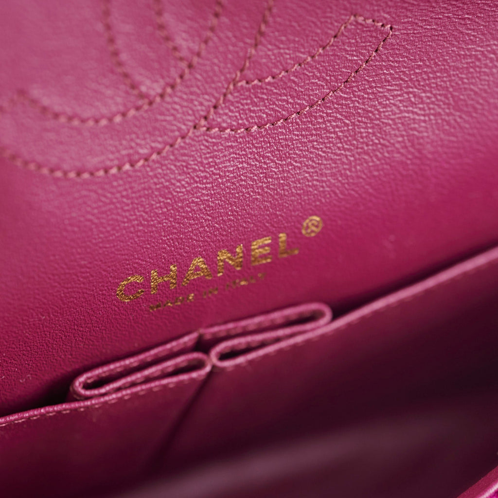 Chanel M/L Tweed Purple Classic Flap Shoulder Bag