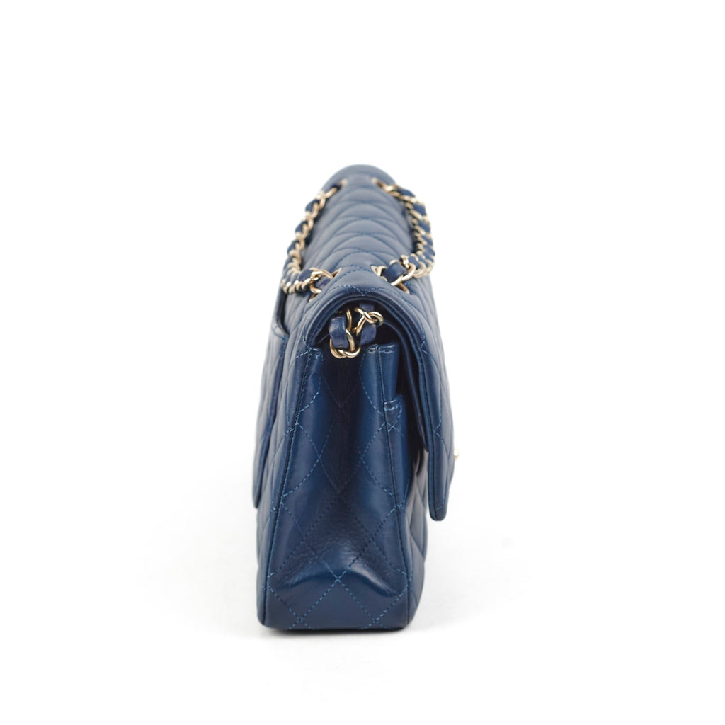Deal of The Week - Chanel Classic Flap Medium/Large M/L Lambskin Blue - Series 13