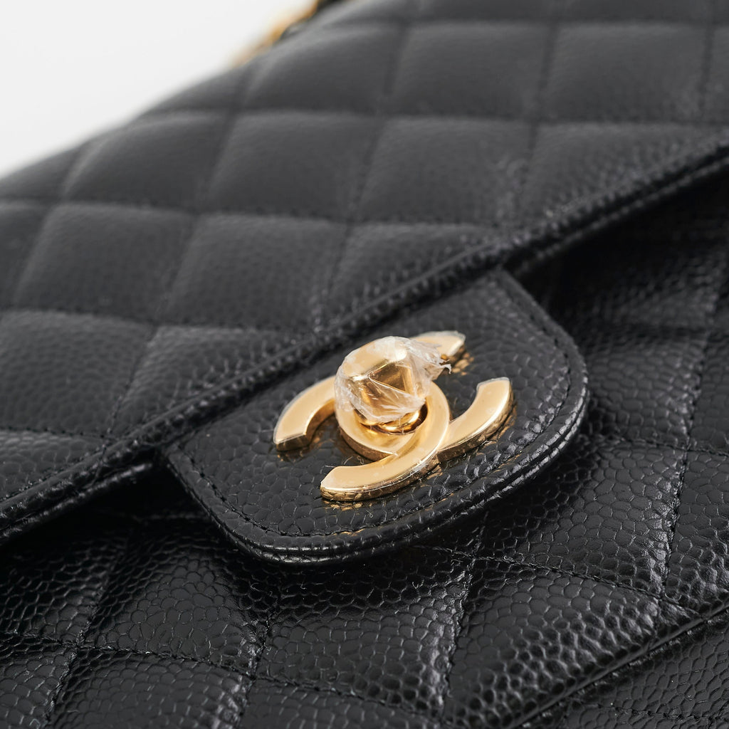 Chanel Medium/Large Double Classic Flap Caviar Black 2023