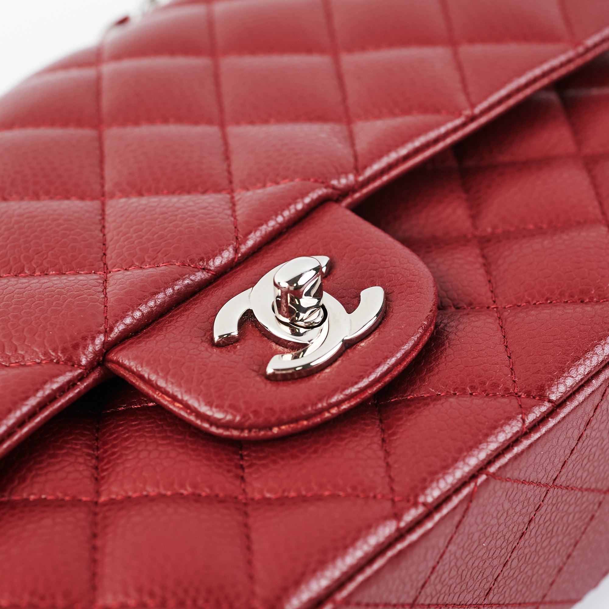 Chanel Medium/Large Caviar Double Classic Flap Red