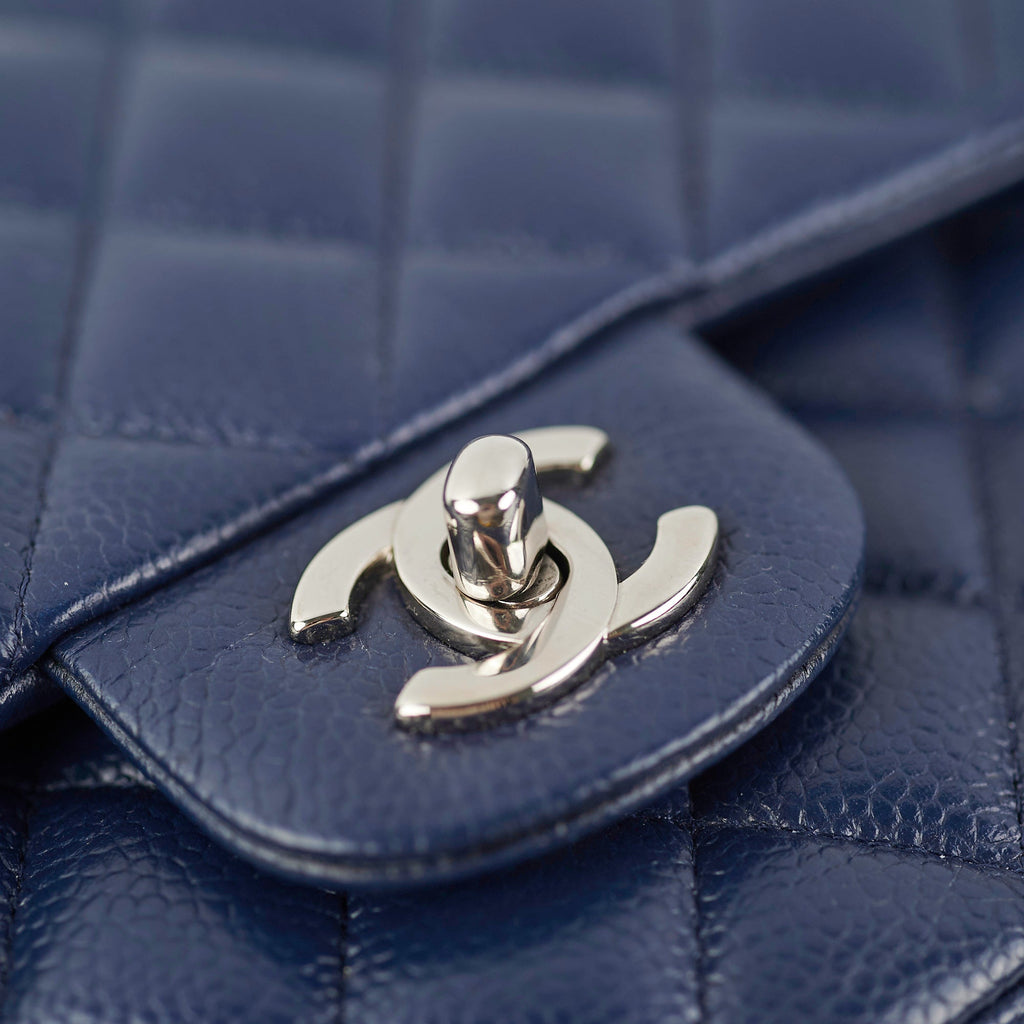 Chanel Classic Flap Medium/Large Caviar Blue Shoulder Bag