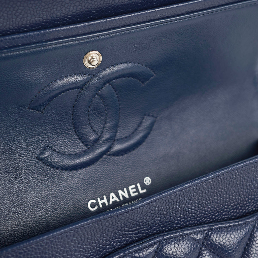 Chanel Classic Flap Medium/Large Caviar Blue Shoulder Bag