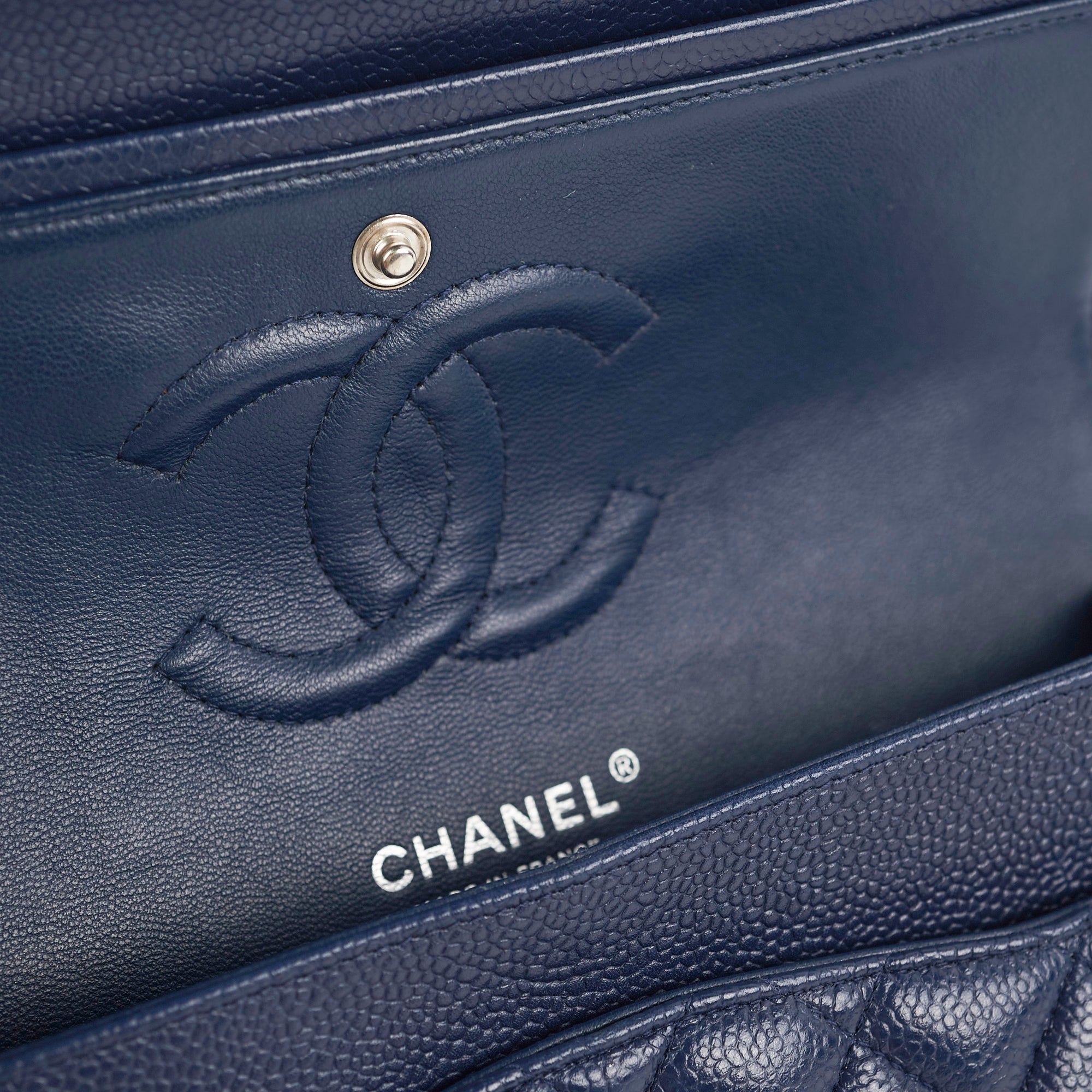 Chanel Classic Flap Medium/Large Caviar Blue Shoulder Bag