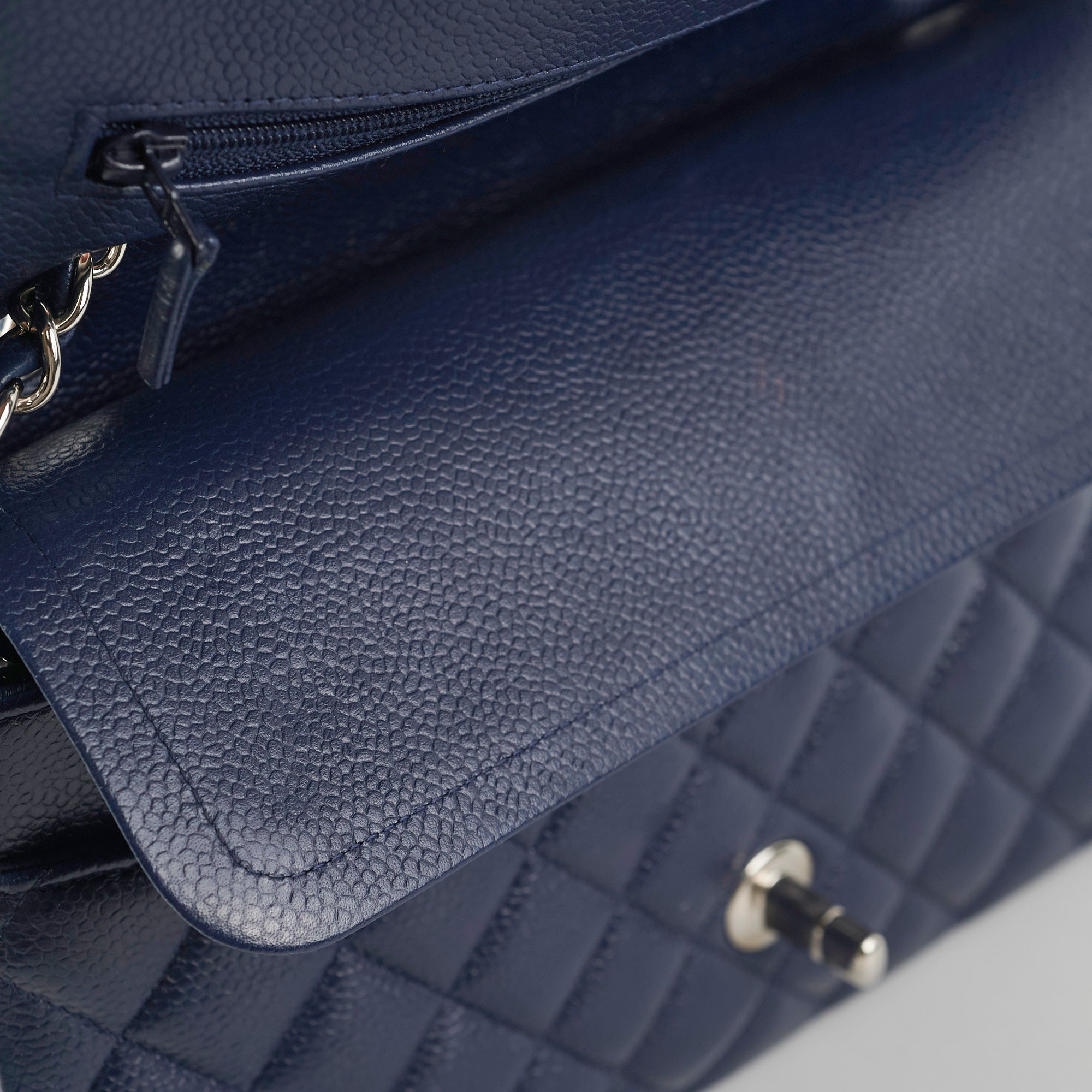 Chanel Classic Flap Medium/Large Caviar Blue Shoulder Bag