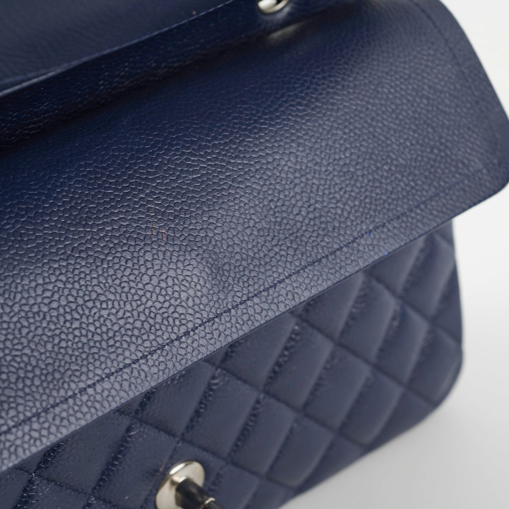 Chanel Classic Flap Medium/Large Caviar Blue Shoulder Bag