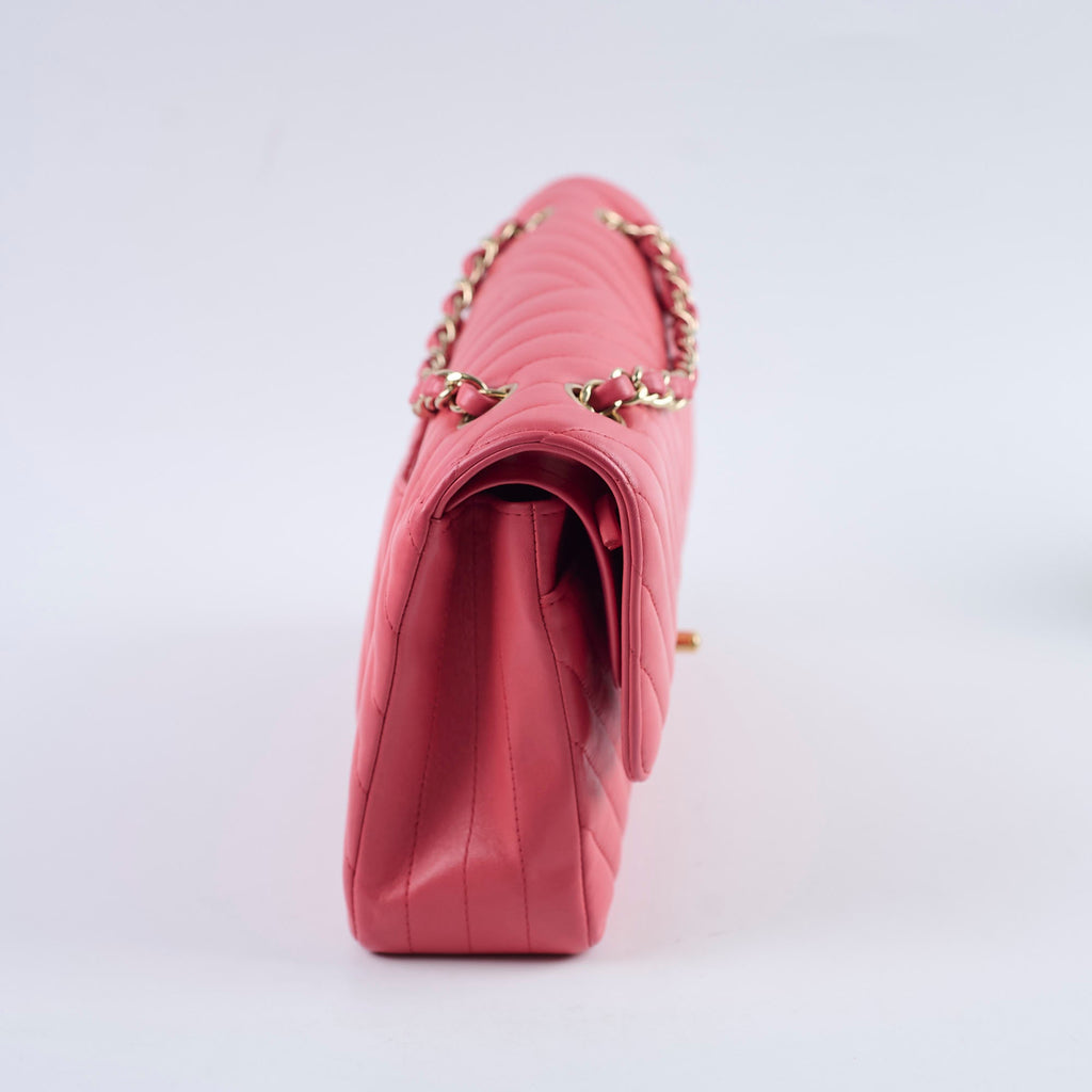 Chanel Medium Chevron Classic Flap Pink Calfskin