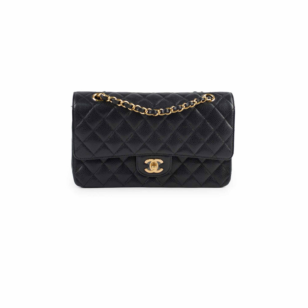 Chanel Medium/Large Caviar 24k Double Classic Flap Black