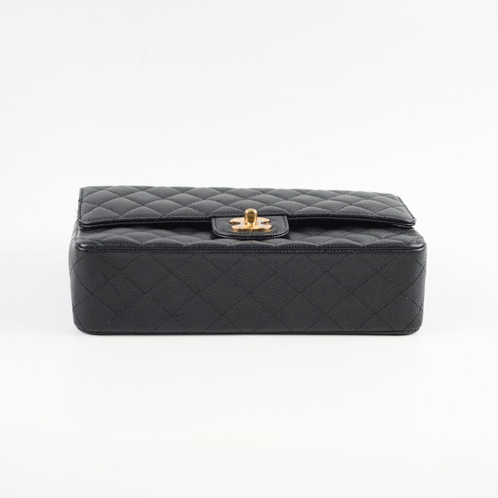 Chanel Medium/Large Caviar 24k Double Classic Flap Black