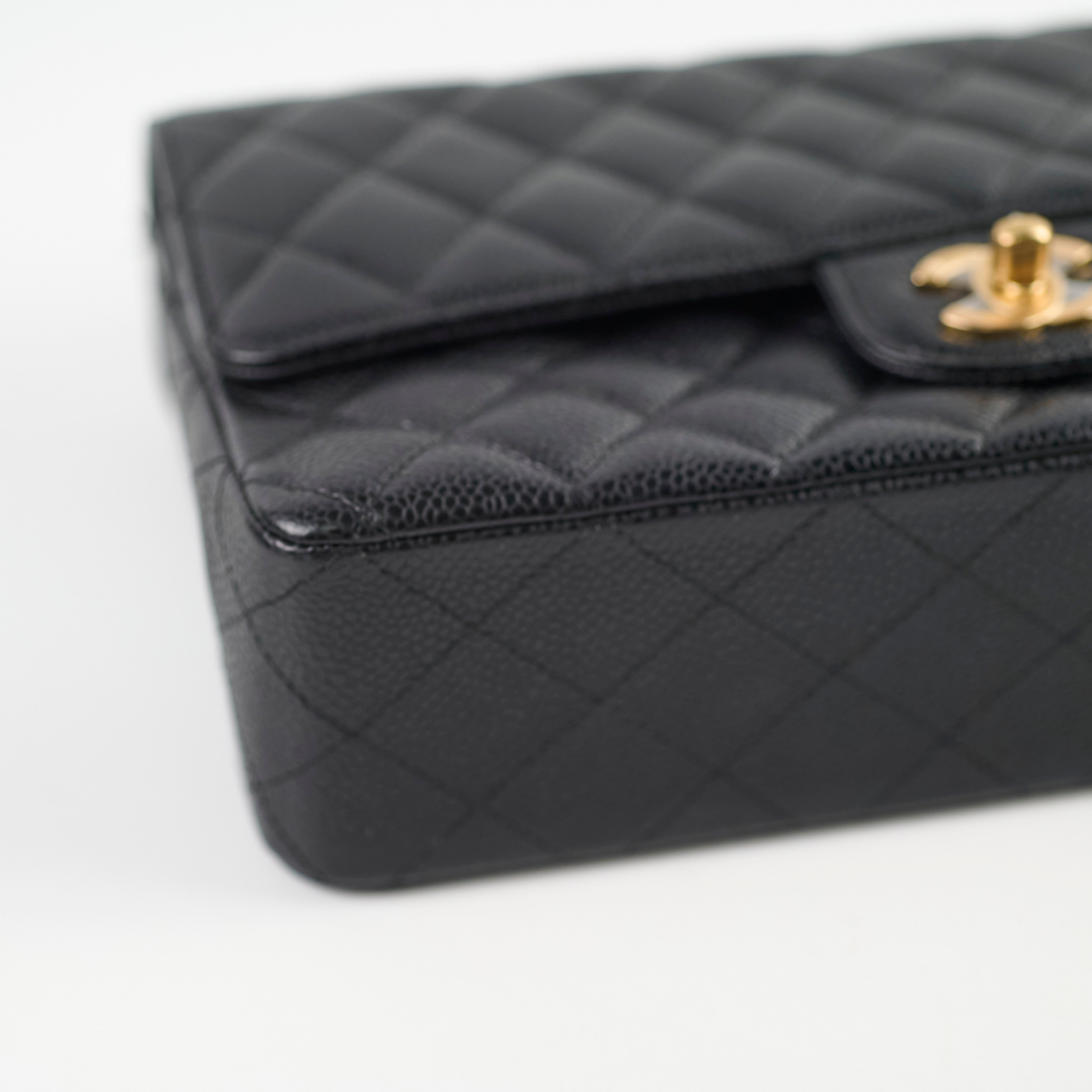 Chanel Medium/Large Caviar 24k Double Classic Flap Black