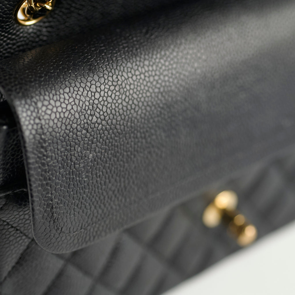 Chanel Medium/Large Caviar 24k Double Classic Flap Black
