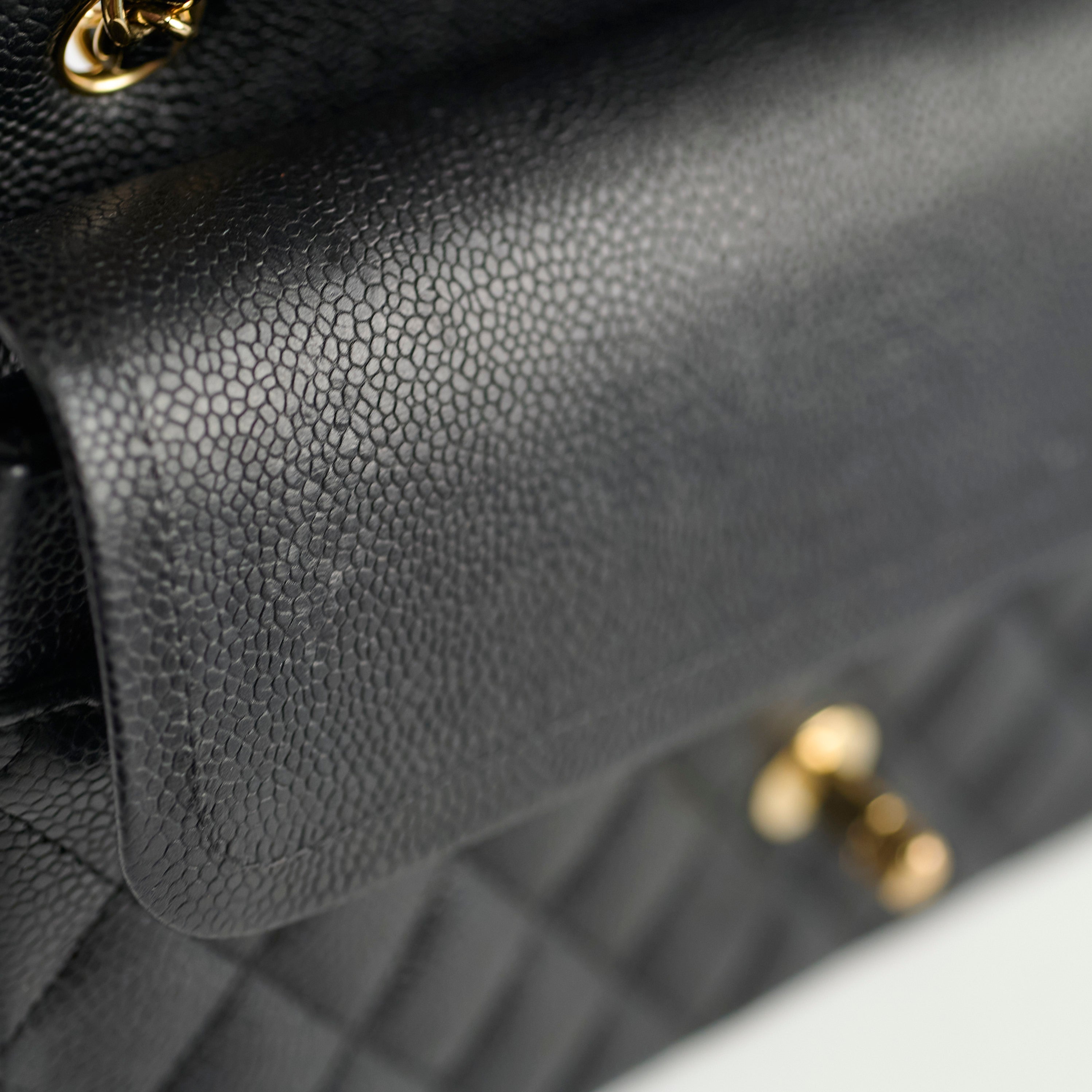 Chanel Medium/Large Caviar 24k Double Classic Flap Black