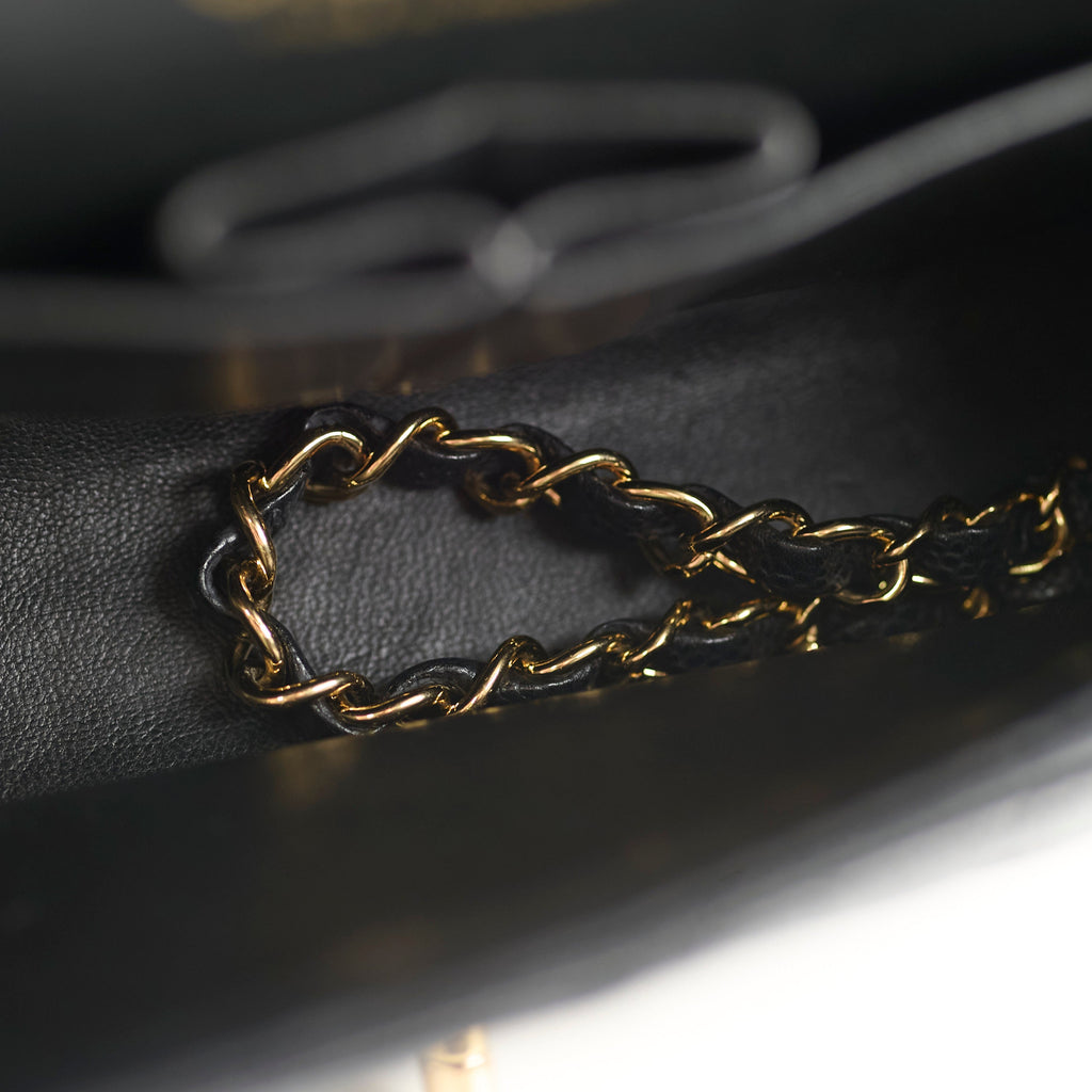 Chanel Medium/Large Caviar 24k Double Classic Flap Black