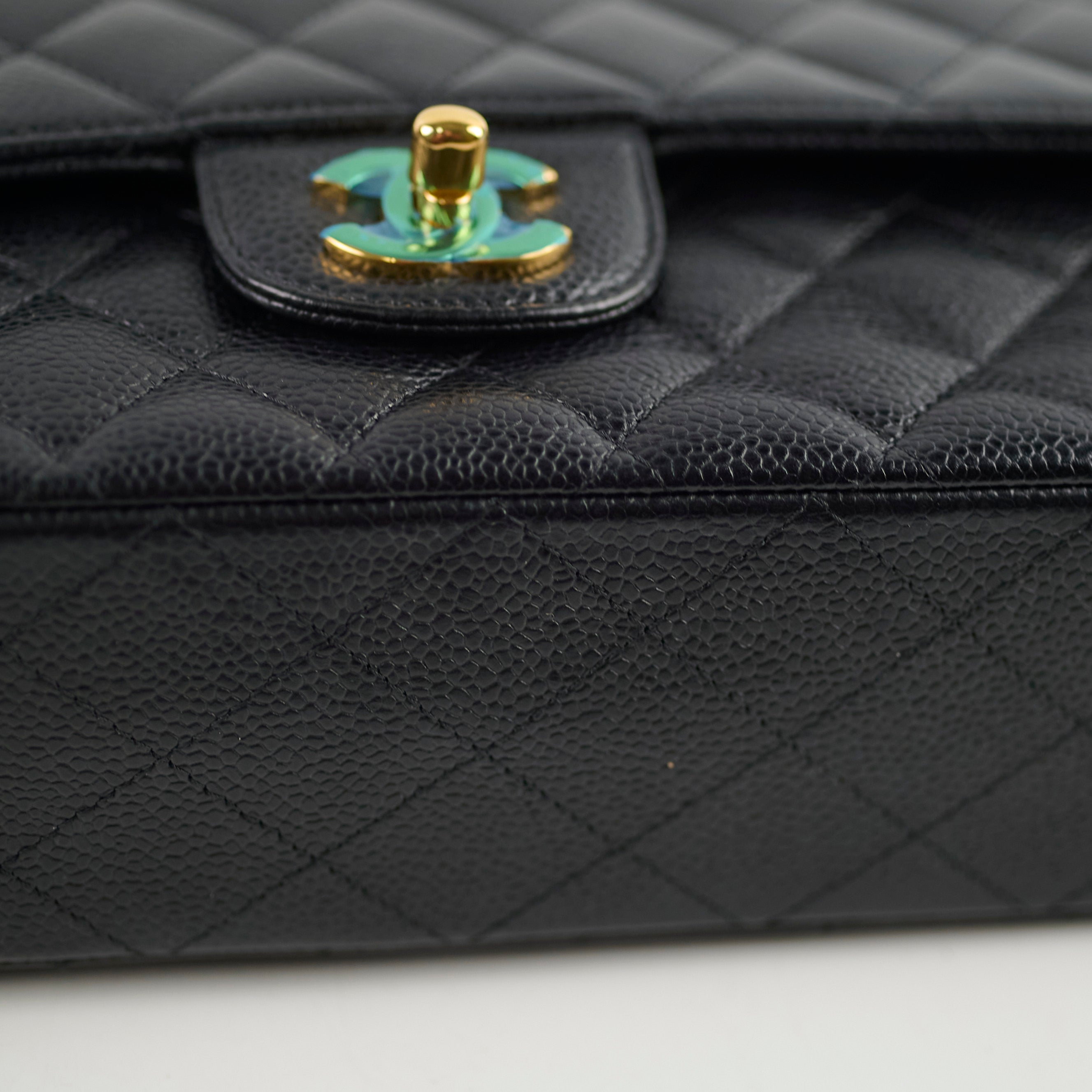 Chanel Medium/Large Caviar Double Classic Flap Black