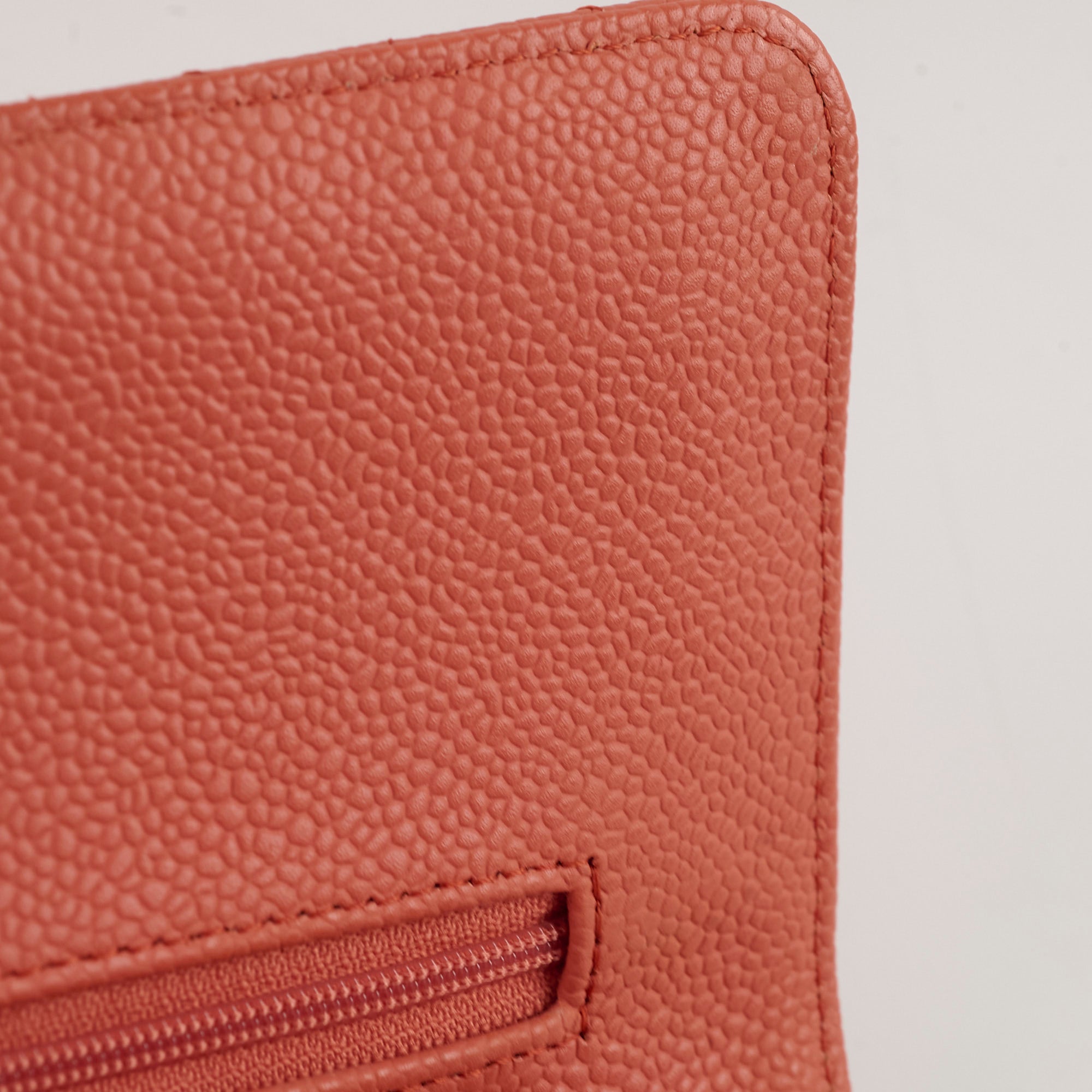 Chanel Medium/Large 24k plated caviar classic flap salmon