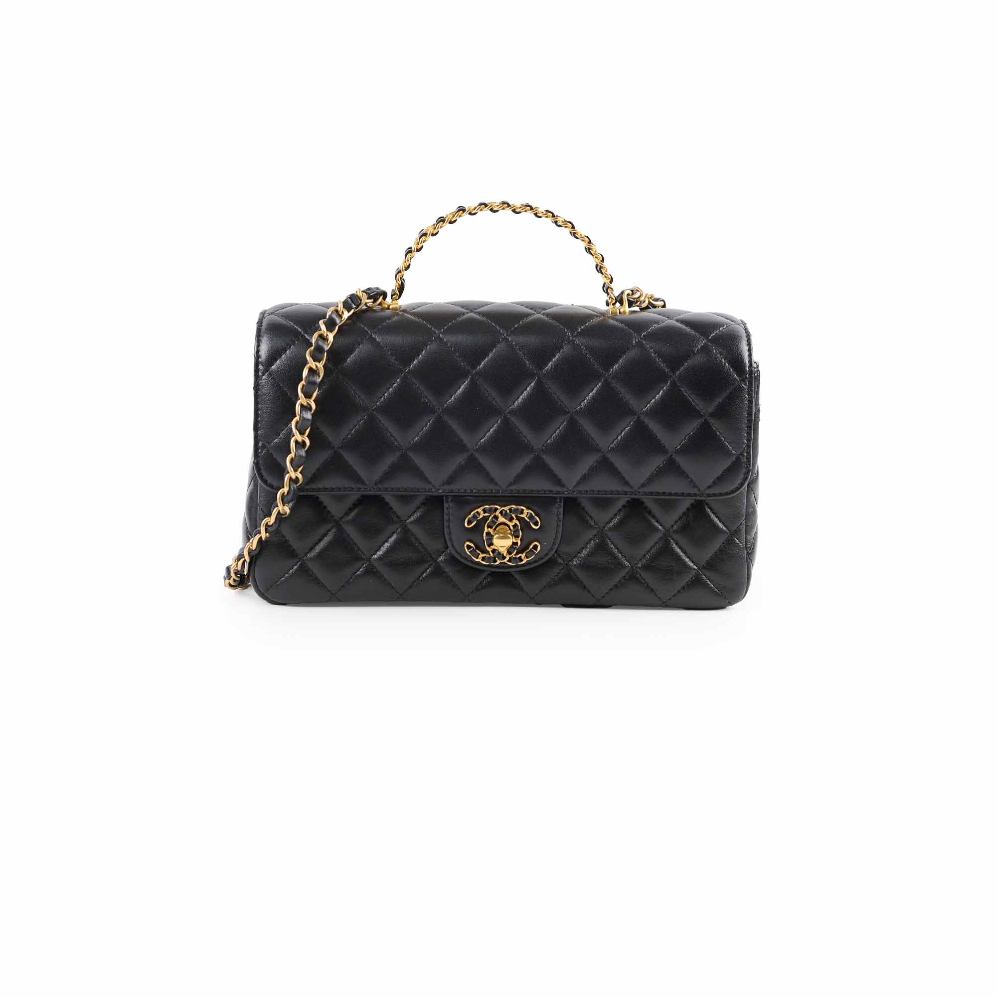 Chanel Seasonal Classic Flap Top Handle Lambskin Black 2024