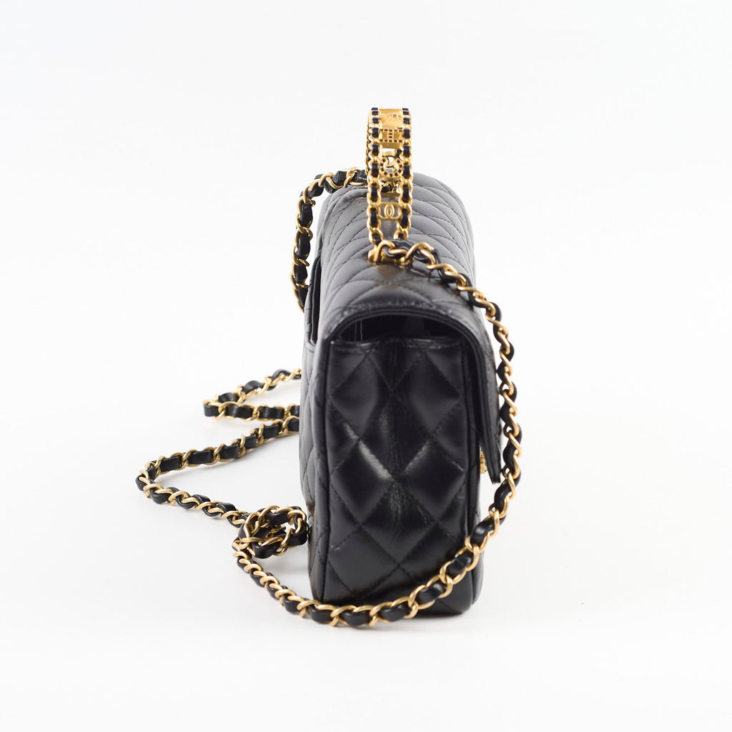 Chanel Seasonal Classic Flap Top Handle Lambskin Black 2024