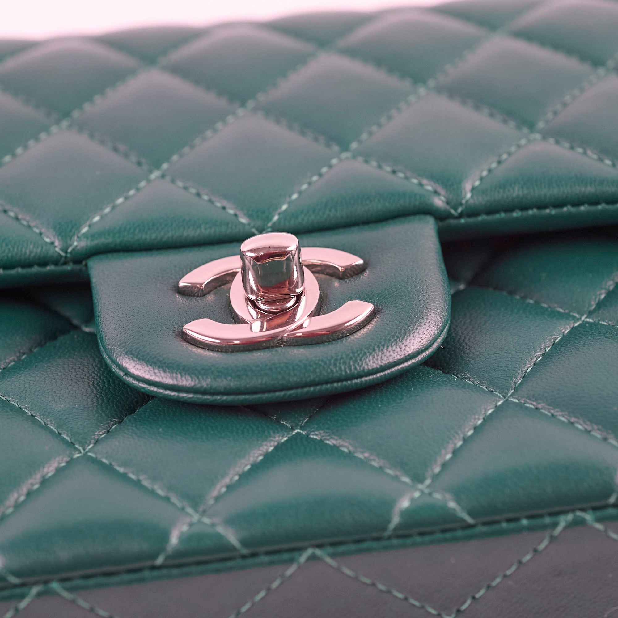 Chanel Medium Classic Flap Green Lambskin SHW 25 series