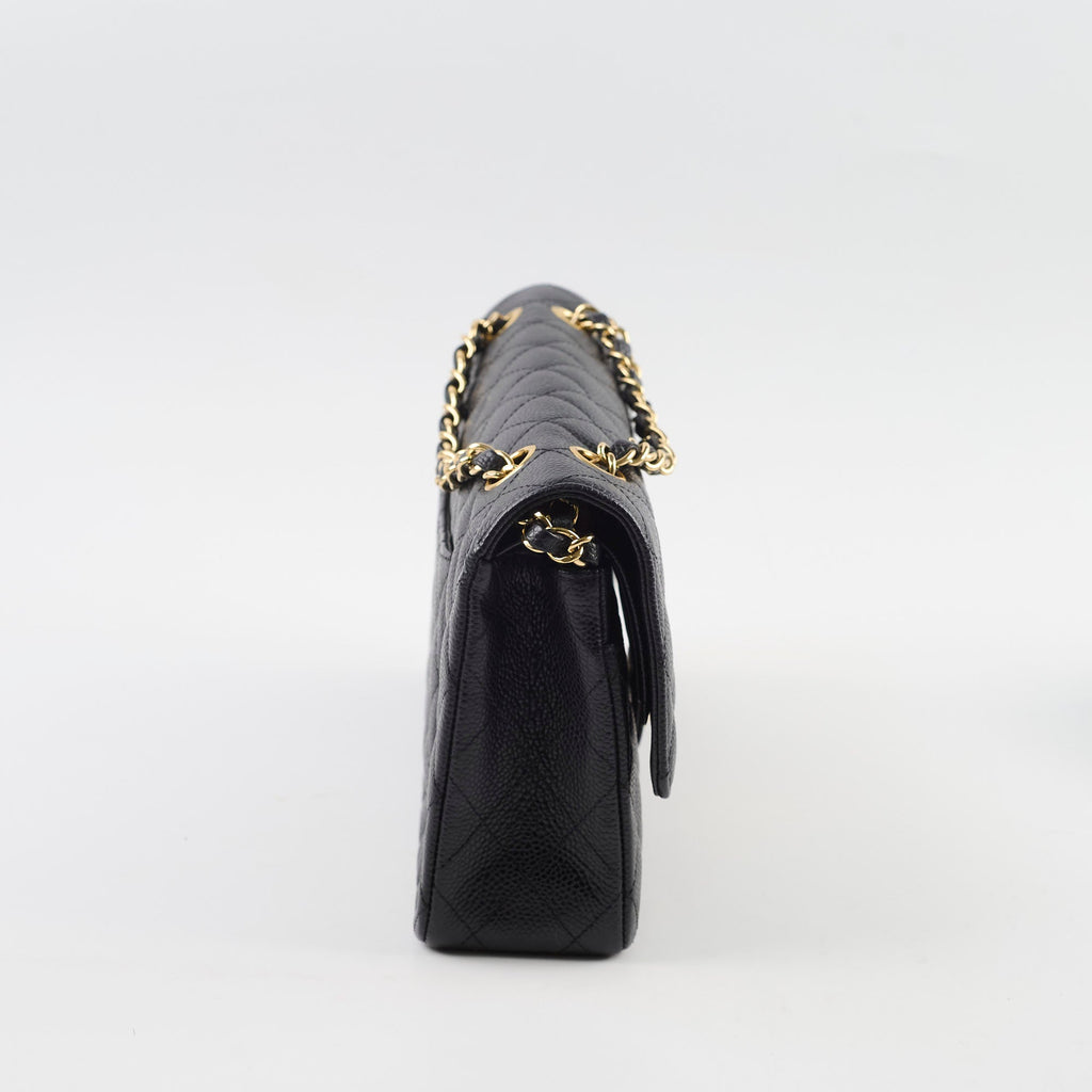 Chanel Caviar 24k Vintage Medium M/L Classic Flap Black Series 12