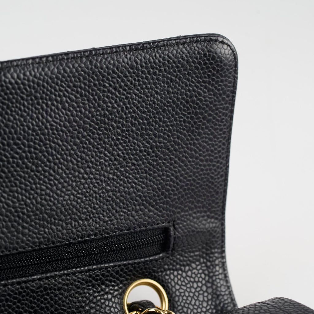 Chanel Caviar 24k Vintage Medium M/L Classic Flap Black Series 12
