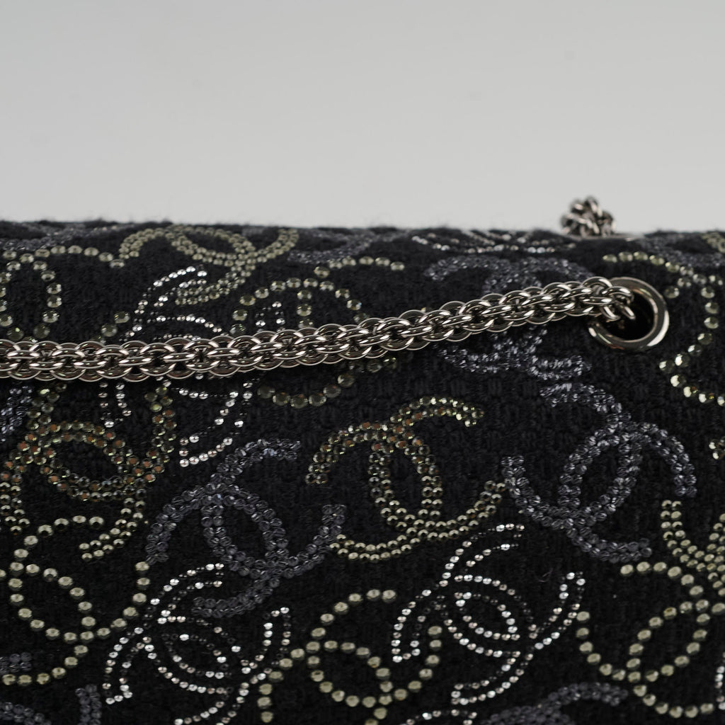 Chanel Medium/large Classic Flap CC Crystal Tweed Black