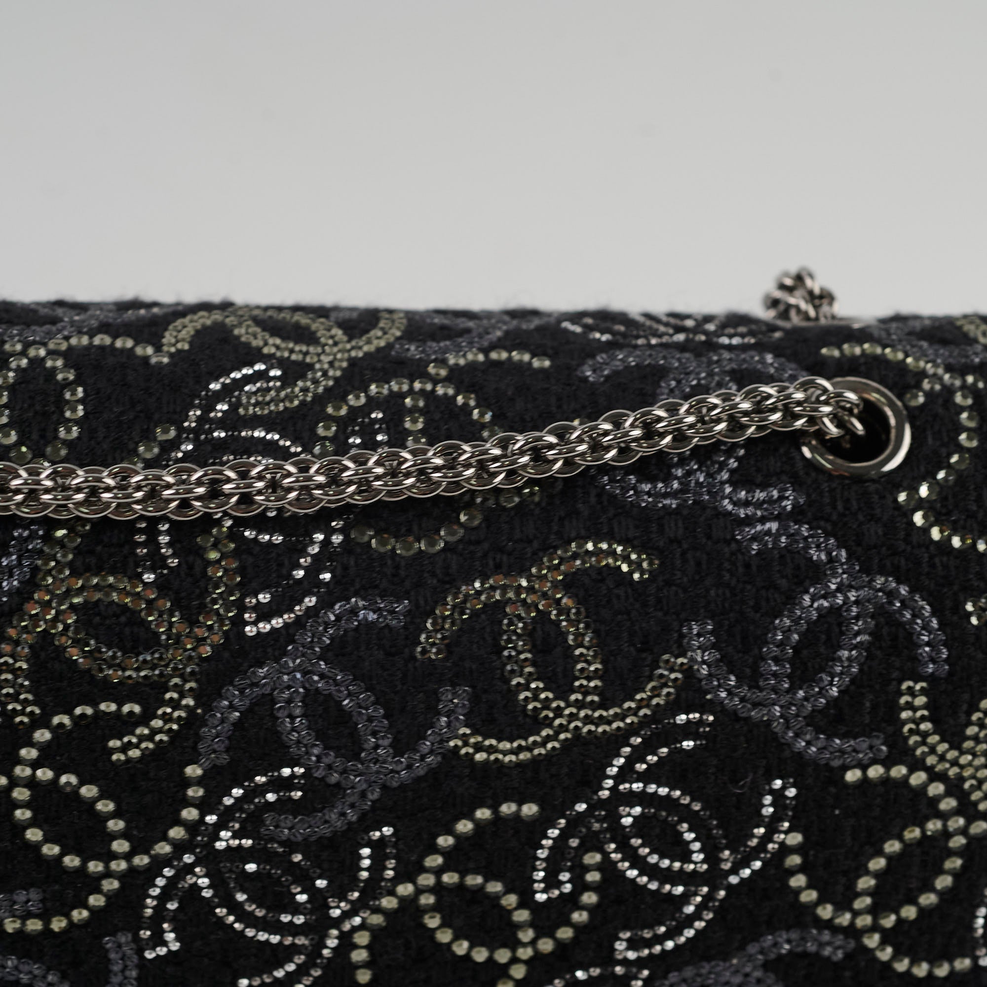 Chanel Medium/large Classic Flap CC Crystal Tweed Black