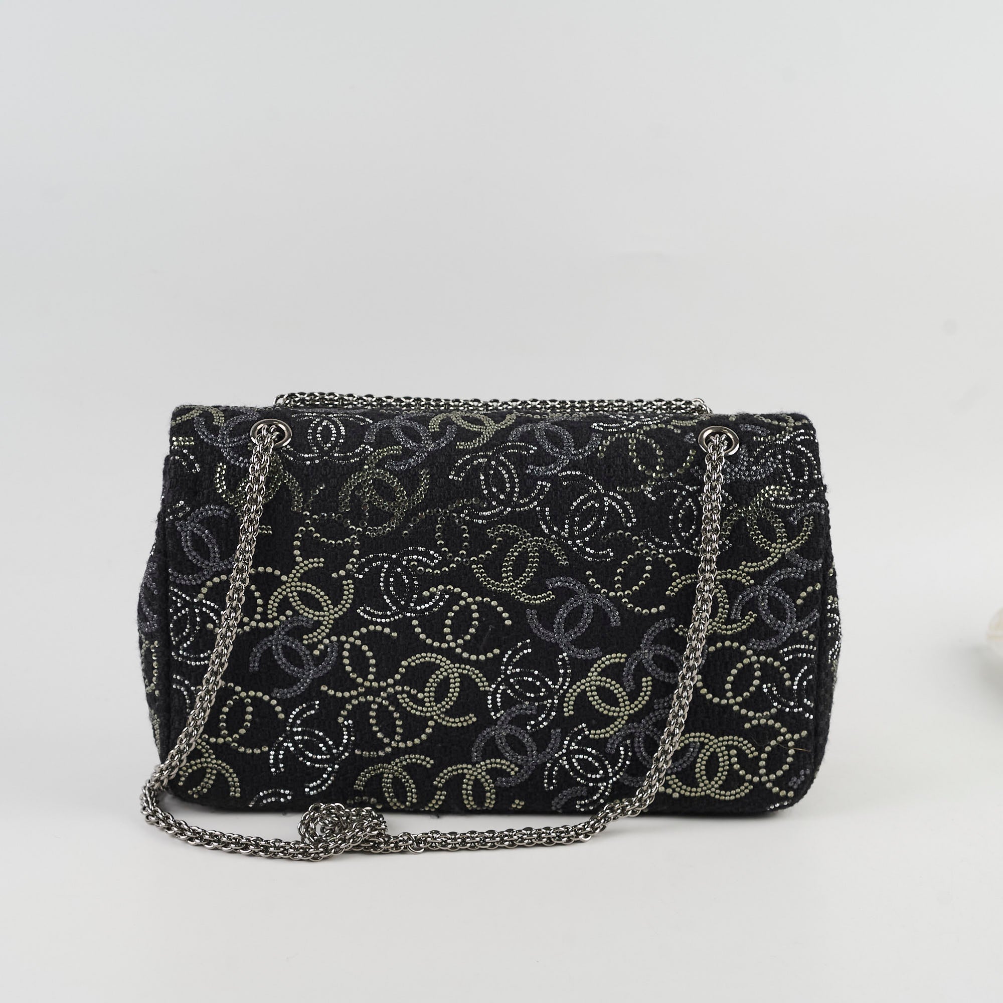 Chanel Medium/large Classic Flap CC Crystal Tweed Black