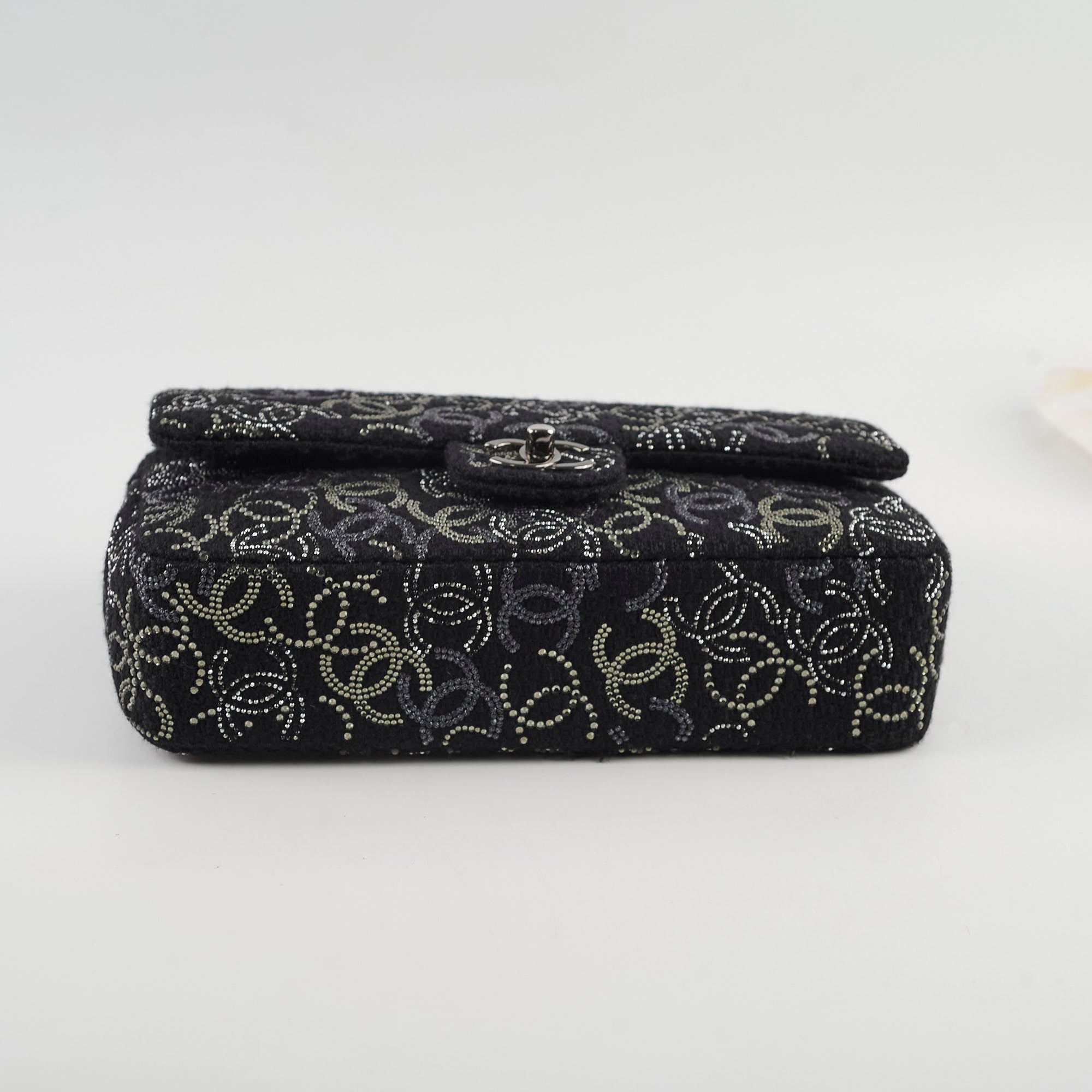 Chanel Medium/large Classic Flap CC Crystal Tweed Black