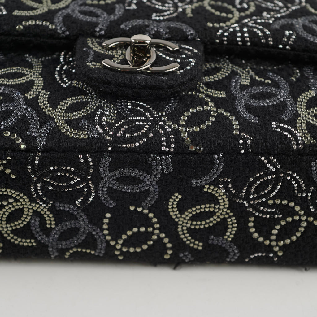 Chanel Medium/large Classic Flap CC Crystal Tweed Black